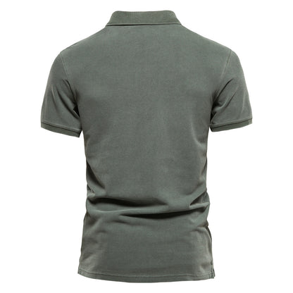 Lapel European And American Sports Men Twill Short Sleeve