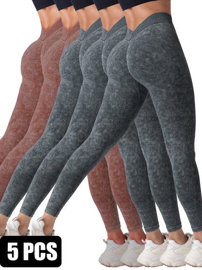 5 Pieces Seamless For Women, High Waisted Workout Gym Yoga Pants