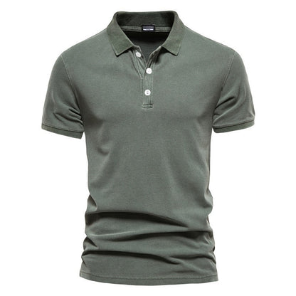 Lapel European And American Sports Men Twill Short Sleeve