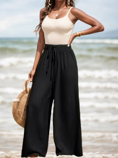 Comfortable And Breathable High-waisted Loose Wide-leg Pants For Women's Casual Fashion