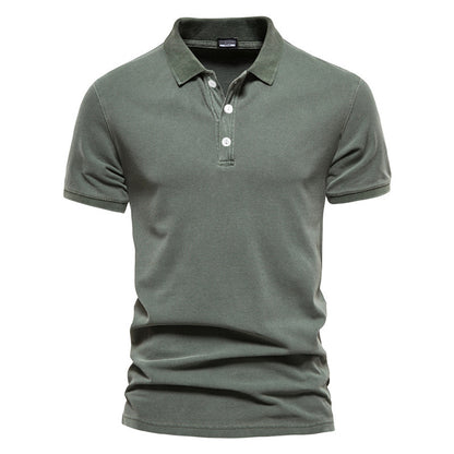 Lapel European And American Sports Men Twill Short Sleeve