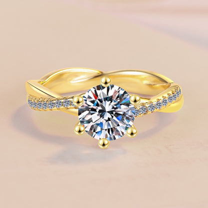 Fashion 1 Karat Moissanite Sterling Silver S925 Ring