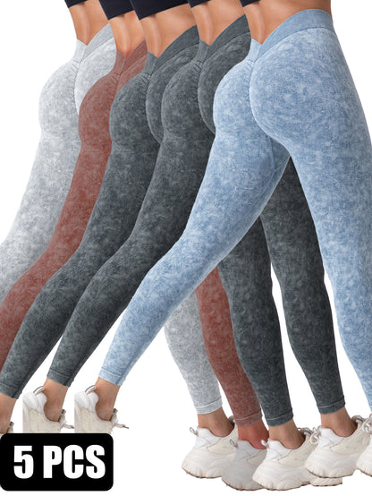 5 Pieces Seamless For Women, High Waisted Workout Gym Yoga Pants