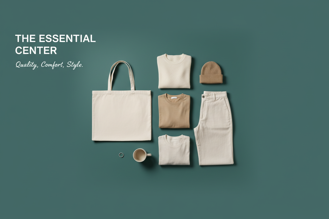 The Essential Center Teal Green Clothing Banner